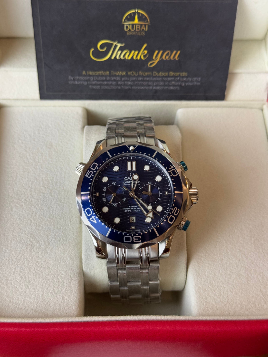 Omega Seamaster Diver 300M Chronograph Stainless Steel Blue Dial Ceramic Bezel Steel Bracelet