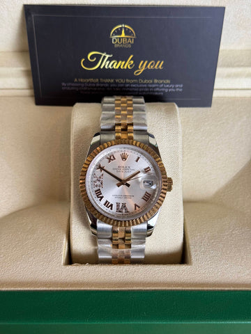 Rolex Datejust 31 Two Tone Silver Dial Roman Diamond VI Fluted Bezel Jubilee Bracelet