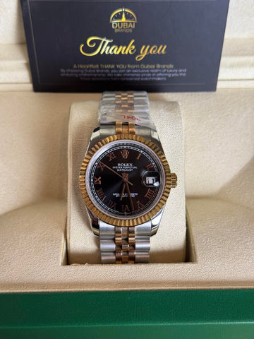 Rolex Datejust 31 Two Tone Chocolate Dial Fluted Bezel Jubilee Bracelet