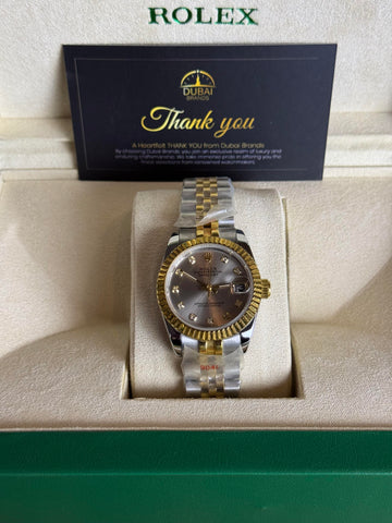 Rolex Datejust 31 Two Tone Pink Dial Diamond Markers Fluted Bezel Jubilee Bracelet