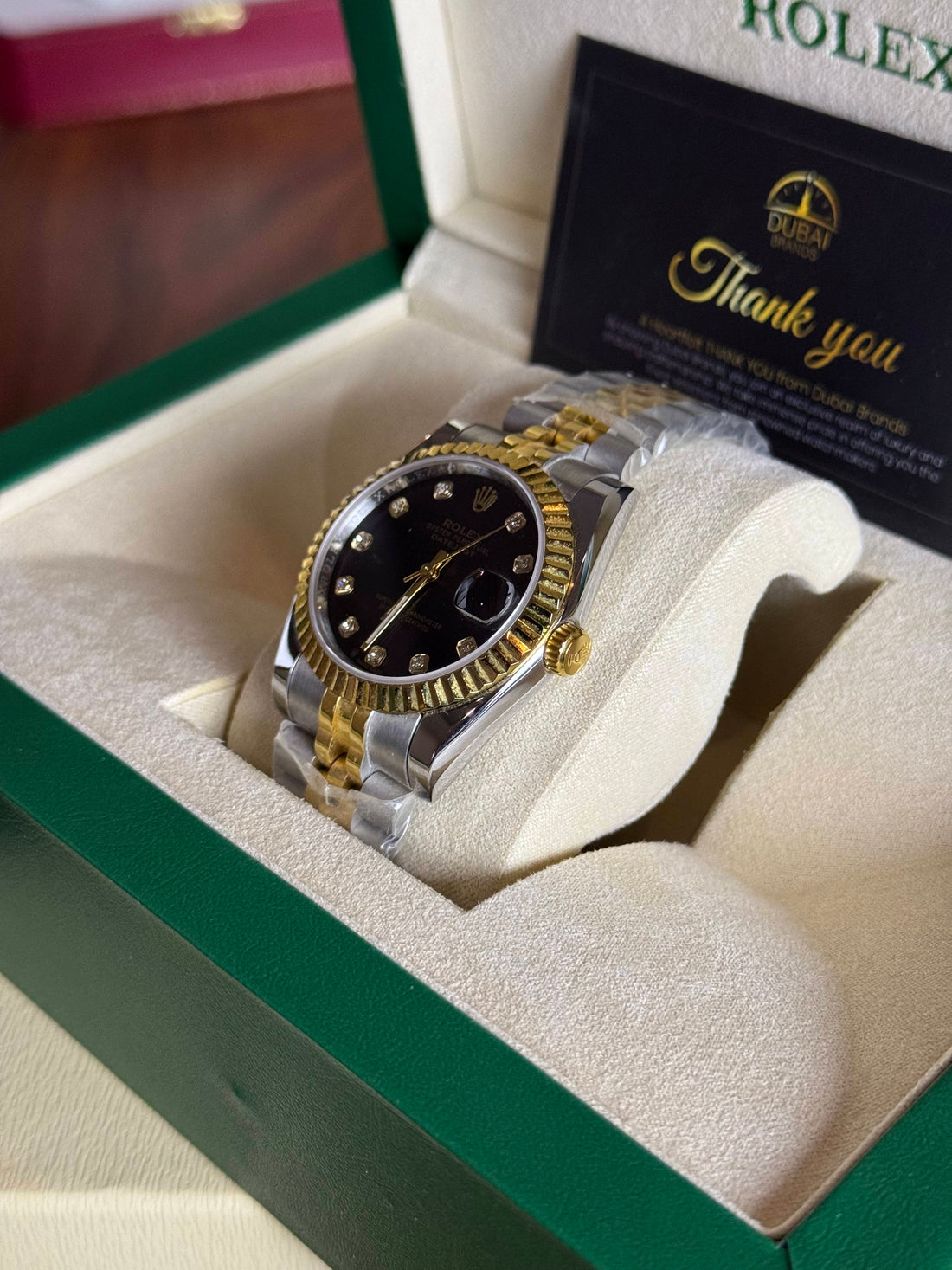 Rolex Datejust 31 Two Tone Black Dial Diamond Markers Fluted Bezel Jubilee Bracelet