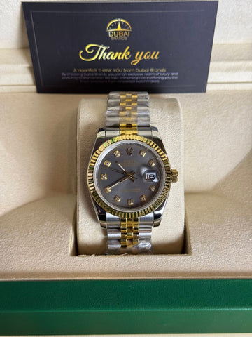 Rolex Datejust 31 Two Tone Black Dial Diamond Markers Fluted Bezel Jubilee Bracelet