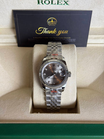 Rolex Datejust 31 Two Tone Grey Dial Diamond Markers Fluted Bezel Jubilee Bracelet