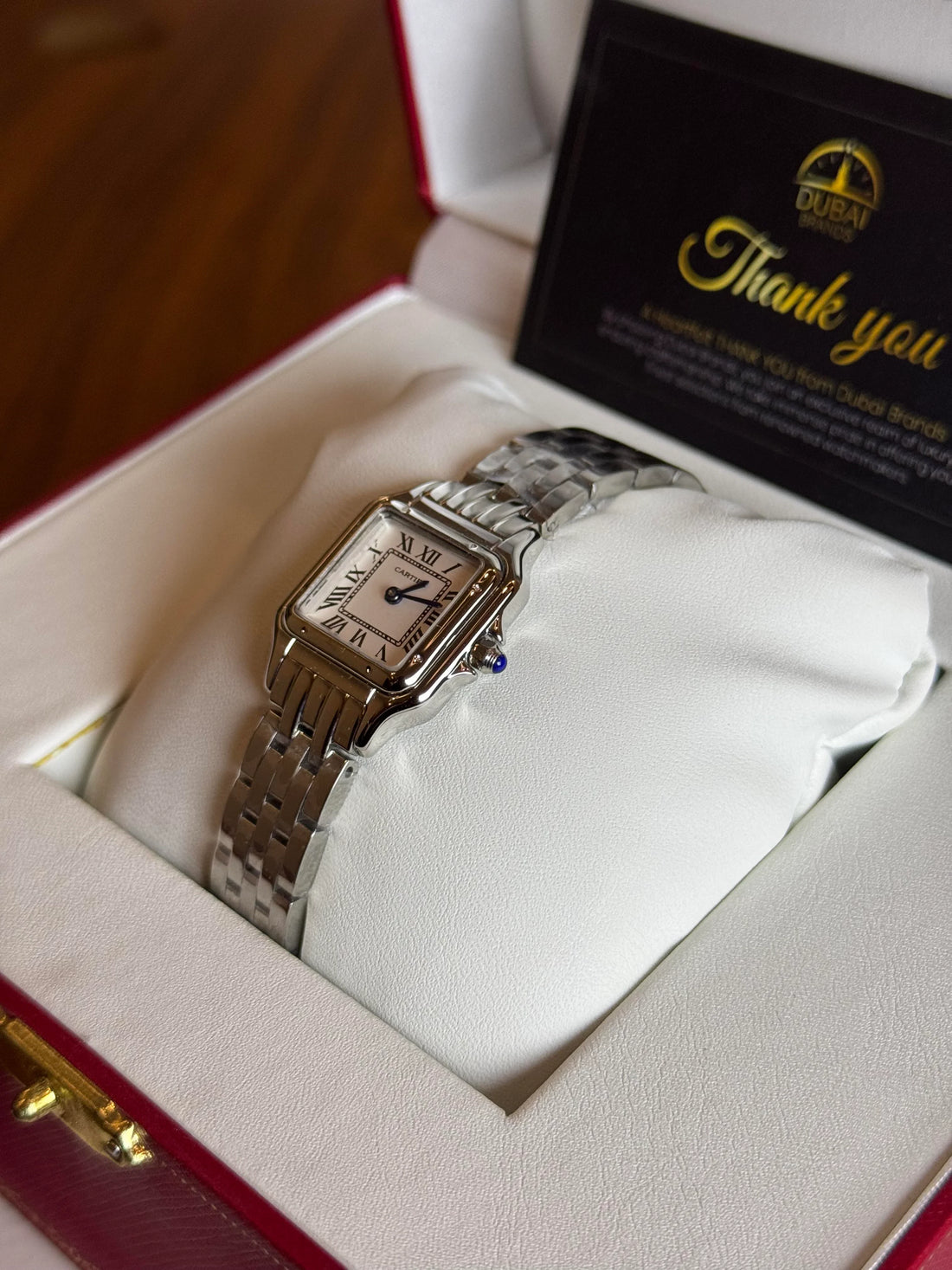 Cartier Panthère Style Ivory Roman Dial Stainless Steel Bracelet Quartz