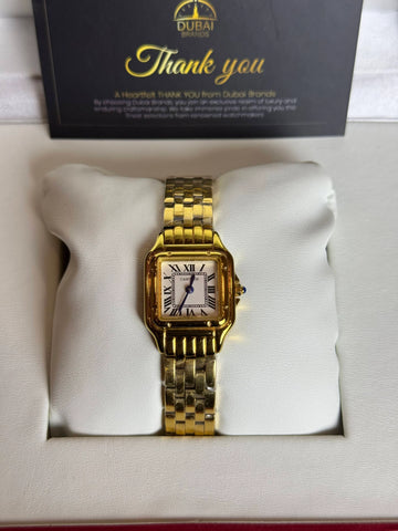 Cartier Panthère Small Yellow Gold White Dial Roman Numerals Bracelet
