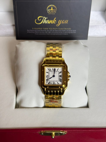 Cartier Panthère Medium Yellow Gold White Dial Roman Numerals Bracelet