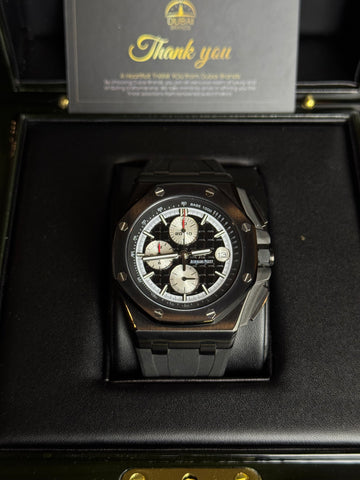 Audemars Piguet Royal Oak Offshore Chronograph 42 Black Dial White Subdials Ceramic Bezel Rubber Strap