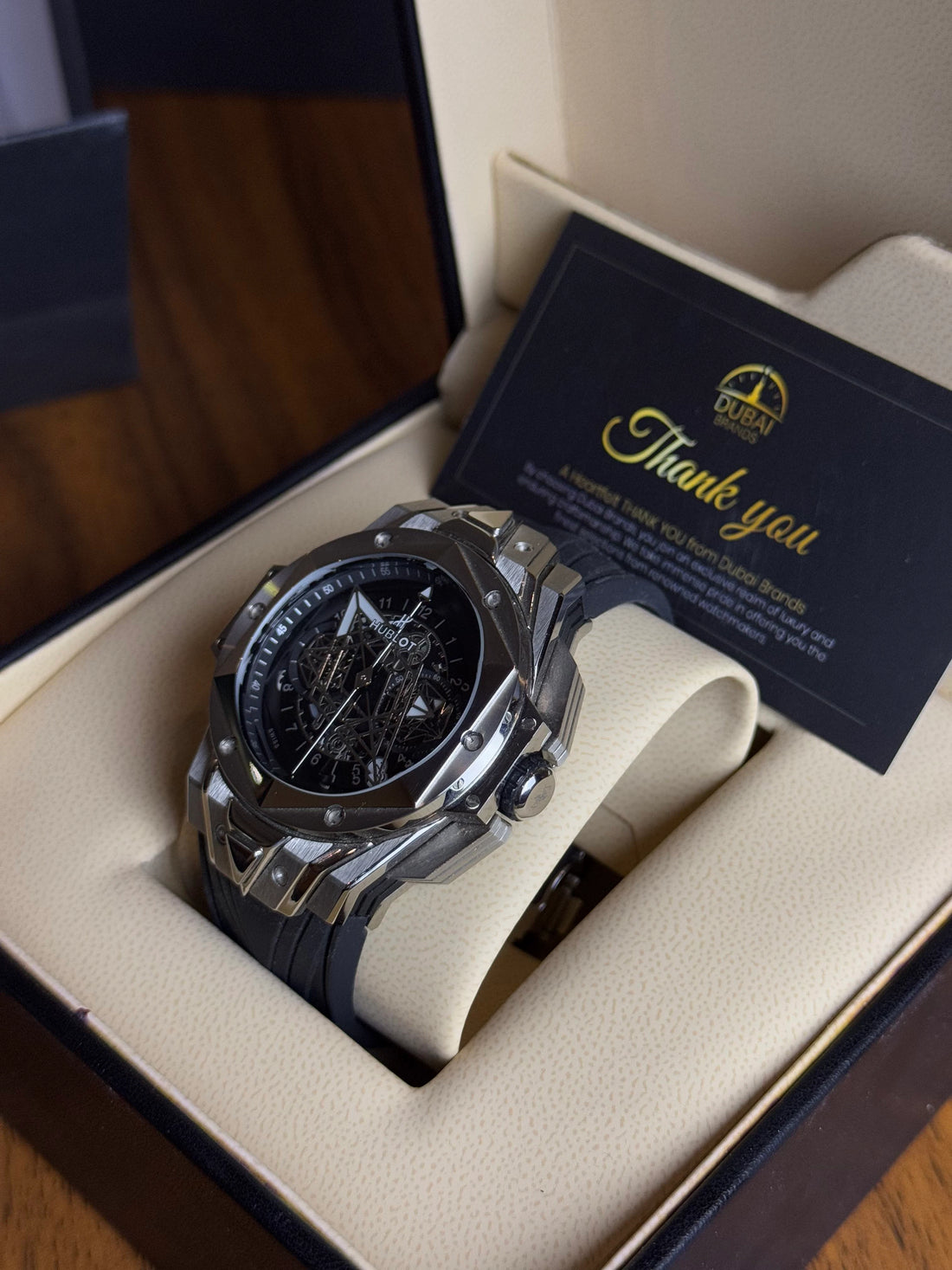 Hublot Classic Fusion Aerofusion Chronograph Black Skeleton Dial Rubber Strap