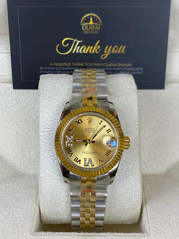Rolex Datejust – Gold Roman Dial with Diamond Numerals – Two Tone – Jubilee