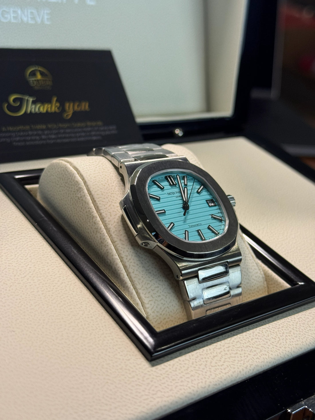 Patek Philippe Nautilus – Tiffany Blue Dial – Smooth Bezel – Stainless Steel Bracelet – Super Clone – 41mm