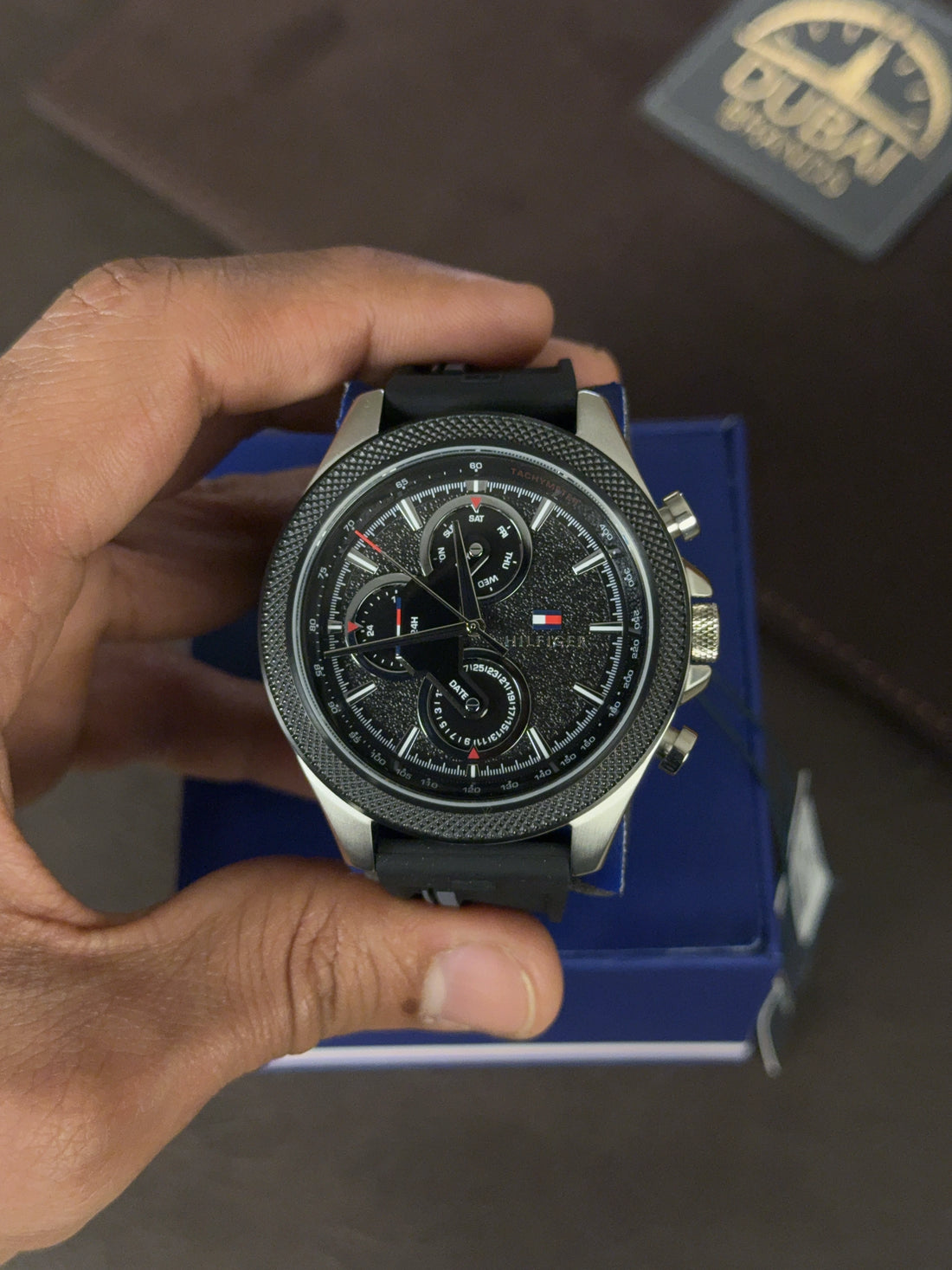 Tommy Hilfiger Clark Original Chronograph Watch For Men 1792082 Black Dial Silicone Strap