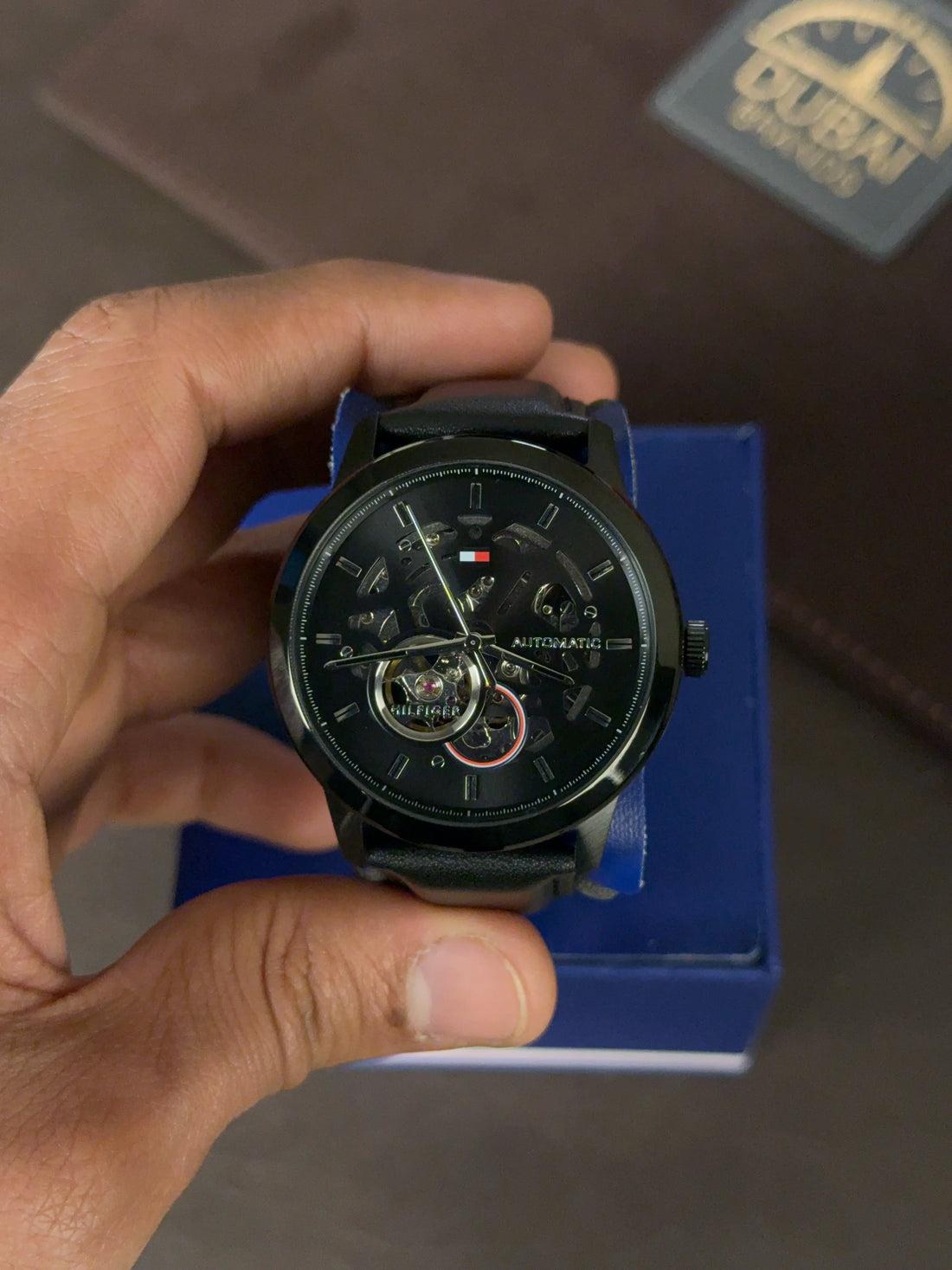 Tommy Hilfiger Henry Original Automatic Watch For Men 1710659 Black Skeleton Dial Black Leather Strap