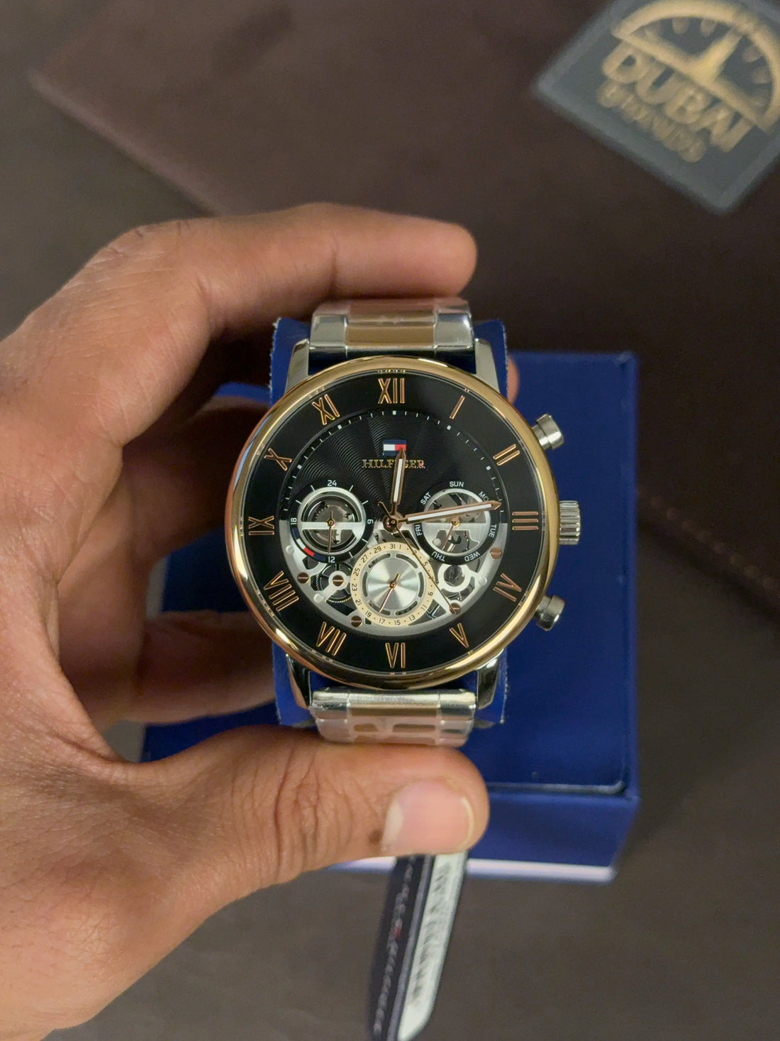 Tommy Hilfiger Legend Original Multi-Function Watch For Men 1710570 Black Dial Two-Tone Stainless Steel Bracelet