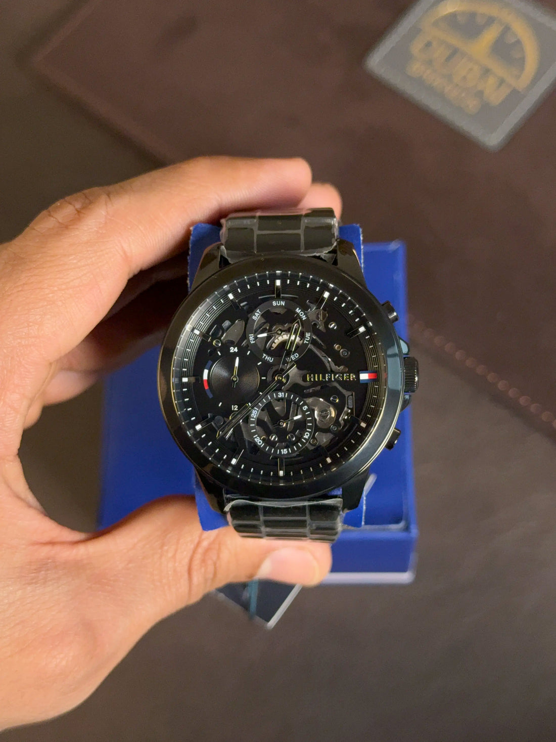 Tommy Hilfiger Henry Original Multi-Function Watch For Men 1710659 Black Skeleton Dial Stainless Steel Bracelet