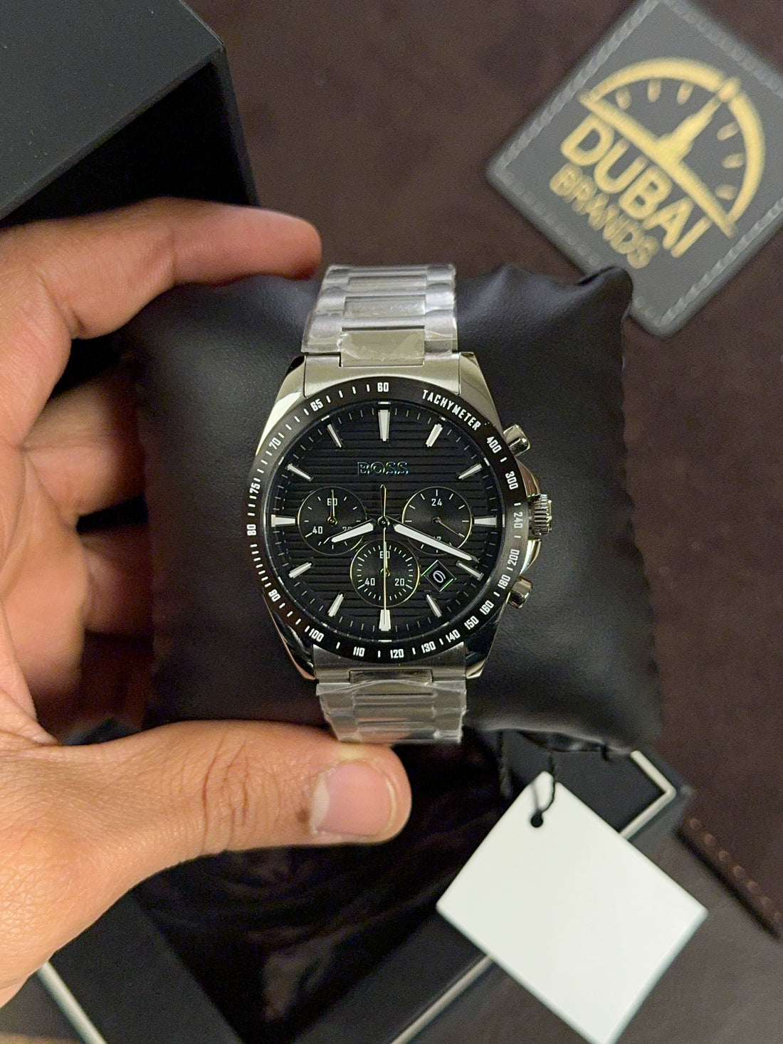 Hugo Boss Original Watch For Men 1514290 Chronograph Black Dial Stainless Steel