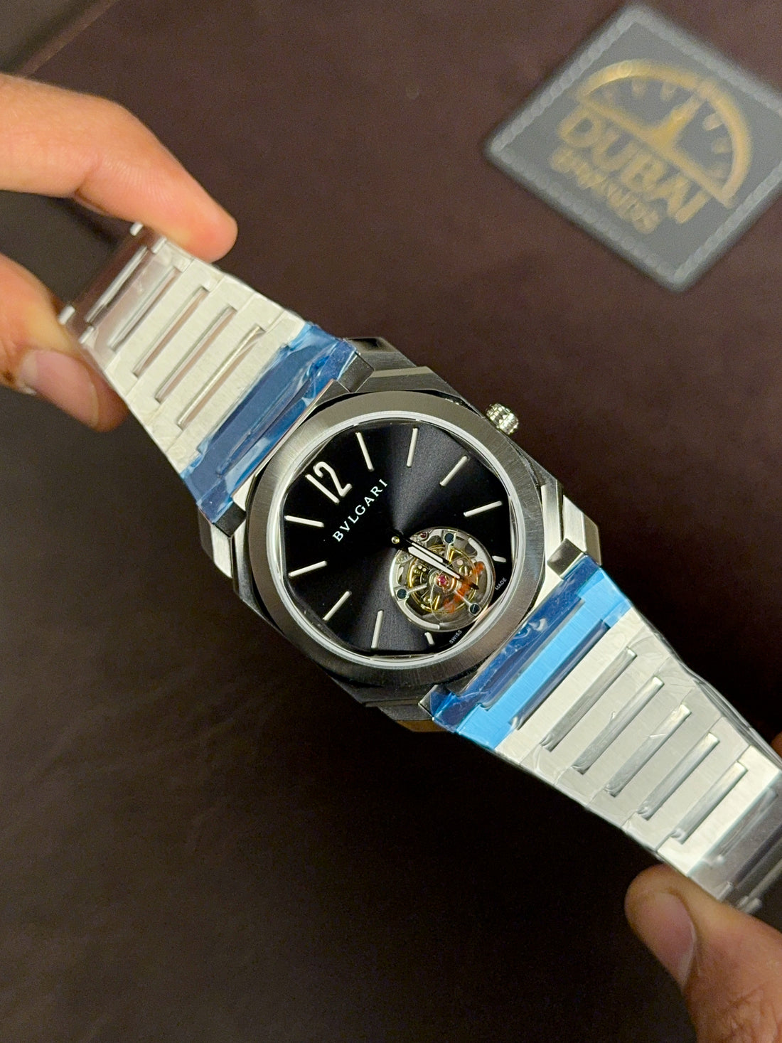 Bvlgari Octo Finissimo Tourbillon Automatic Watch For Men 40MM Black Dial Stainless Steel Bracelet