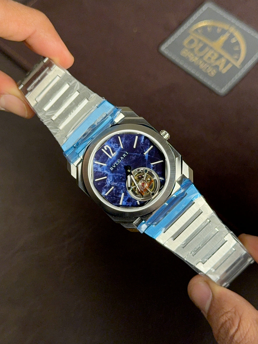 Bvlgari Octo Finissimo Tourbillon Automatic Watch For Men 40MM Lapis Blue Dial Stainless Steel Bracelet