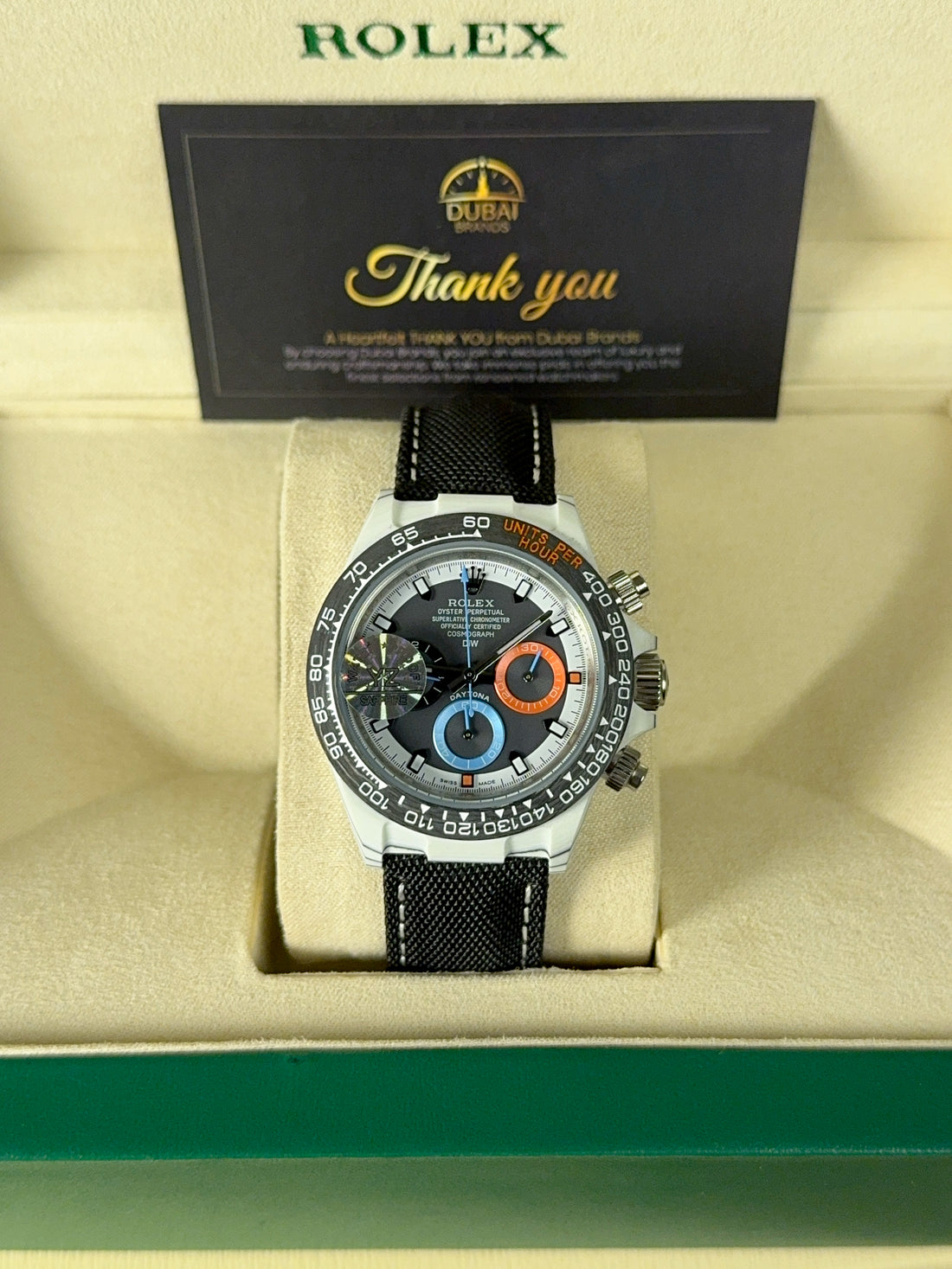 Rolex Daytona 40 Stainless Steel Grey Dial Multicolor Subdials Ceramic Rubber