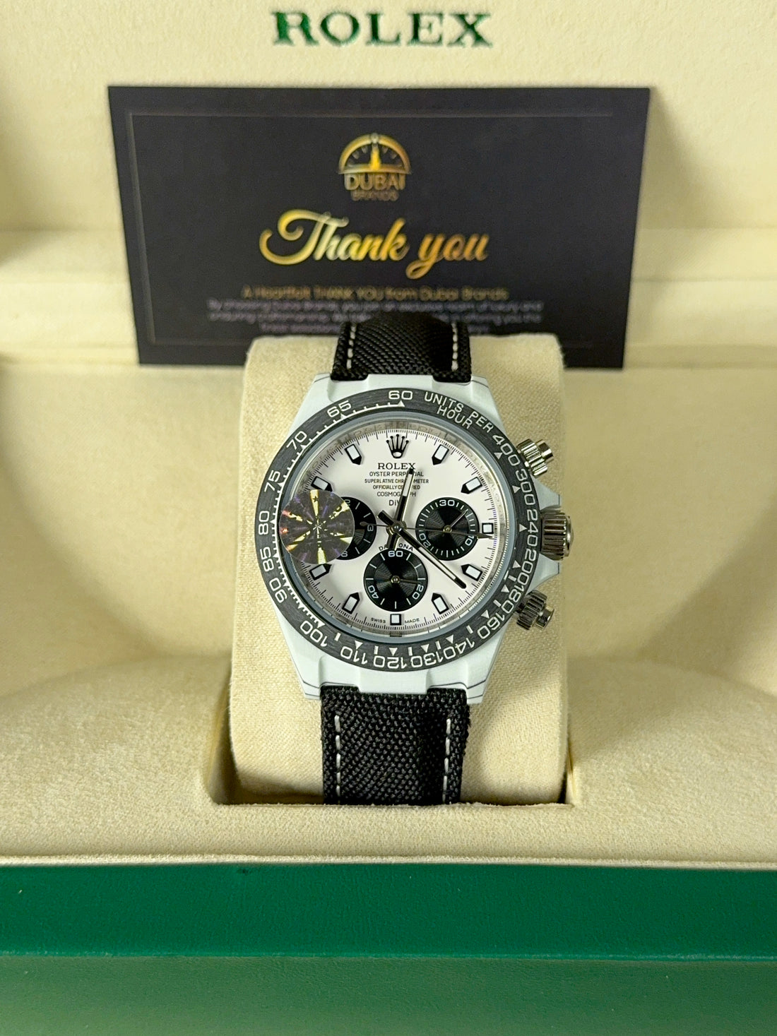 Rolex Daytona 40 Stainless Steel White Dial Black Subdials Ceramic Rubber