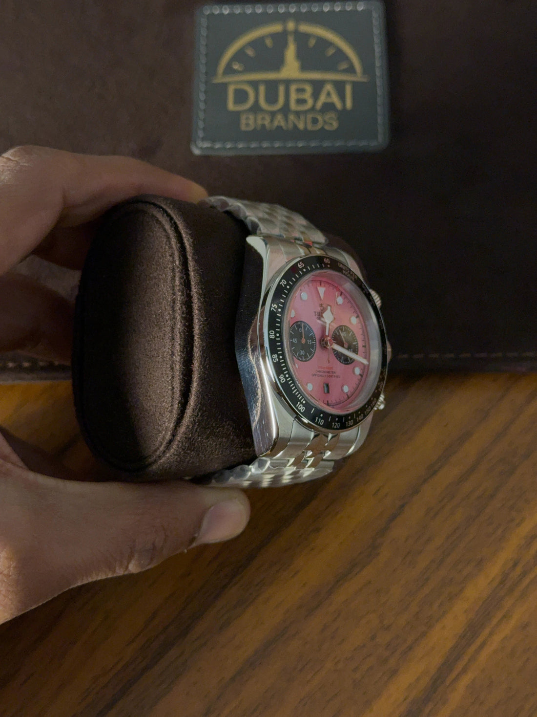 Tudor Black Bay Chronograph 41mm Pink Dial Black Bezel Stainless Steel Jubilee Bracelet