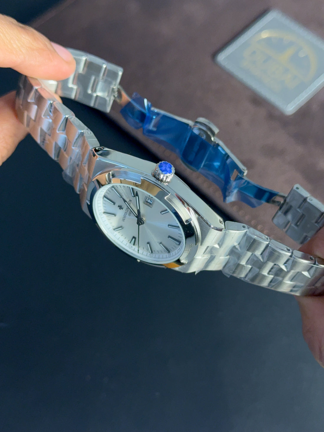 Vacheron Constantin Overseas Silver Sunburst Dial Stainless Steel Integrated Bracelet