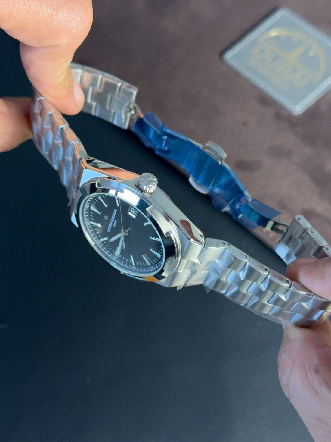 Vacheron Constantin Overseas Black Dial Stainless Steel Integrated Bracelet