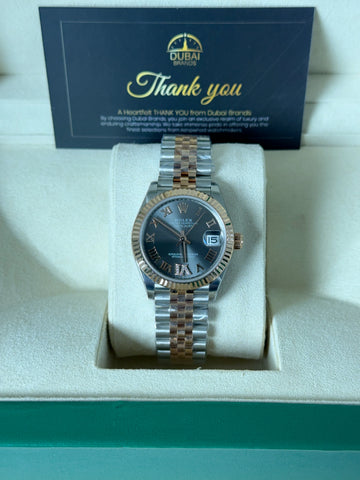 SC Rolex Datejust 31 Grey Dial Roman Fluted Bezel Jubilee Two Tone