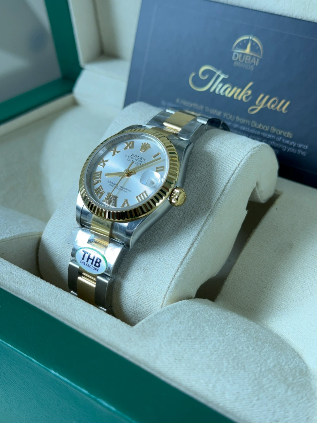 SC Rolex Datejust 31 White Dial Roman Fluted Bezel Oyster Two Tone