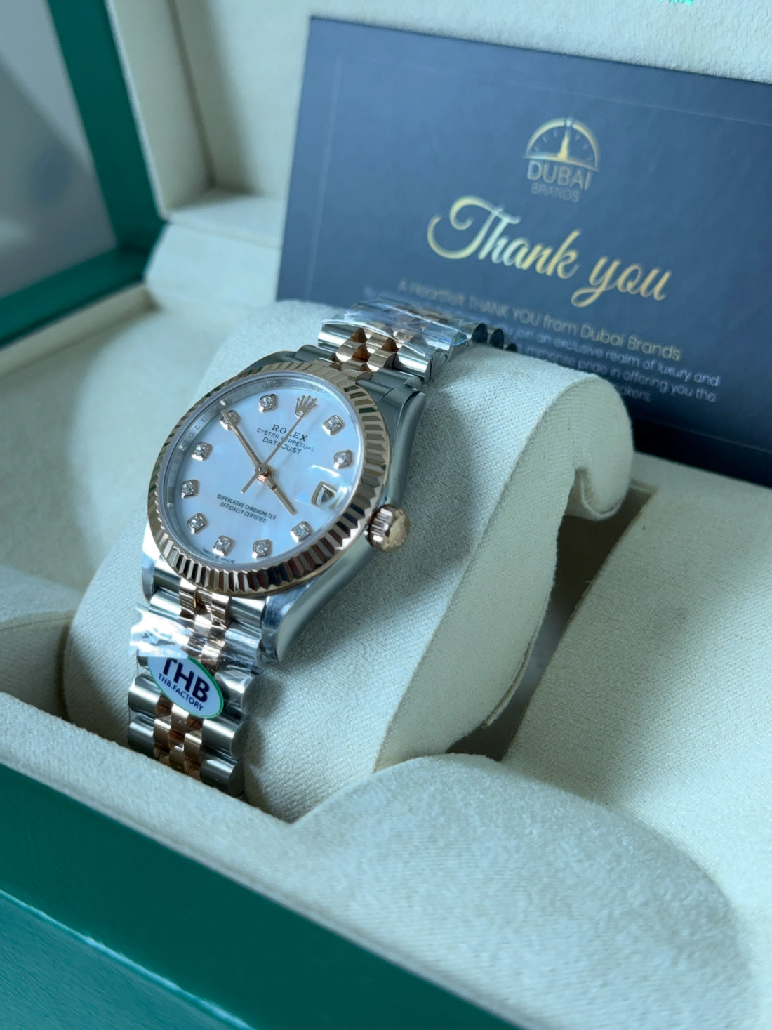 SC Rolex Datejust 31 White Dial Diamond Markers Fluted Bezel Jubilee Two Tone