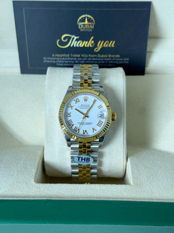 SC Rolex Datejust 31 White Dial Roman Fluted Bezel Jubilee Two Tone