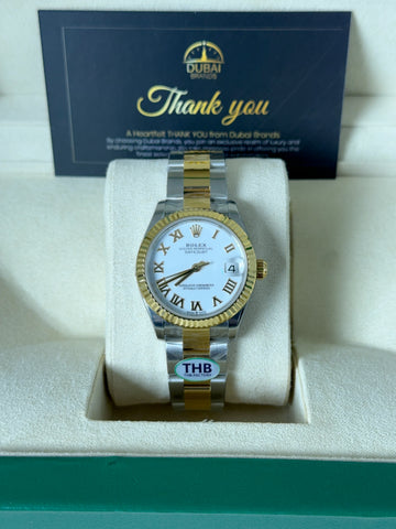 SC Rolex Datejust 31 White Dial Roman Fluted Bezel Oyster Two Tone