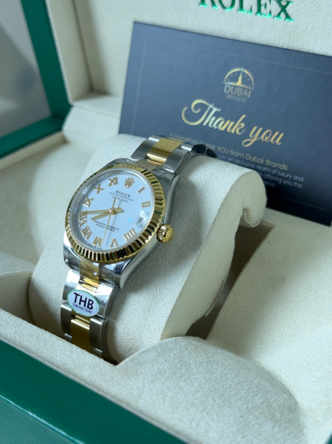SC Rolex Datejust 31 White Dial Roman Fluted Bezel Oyster Two Tone