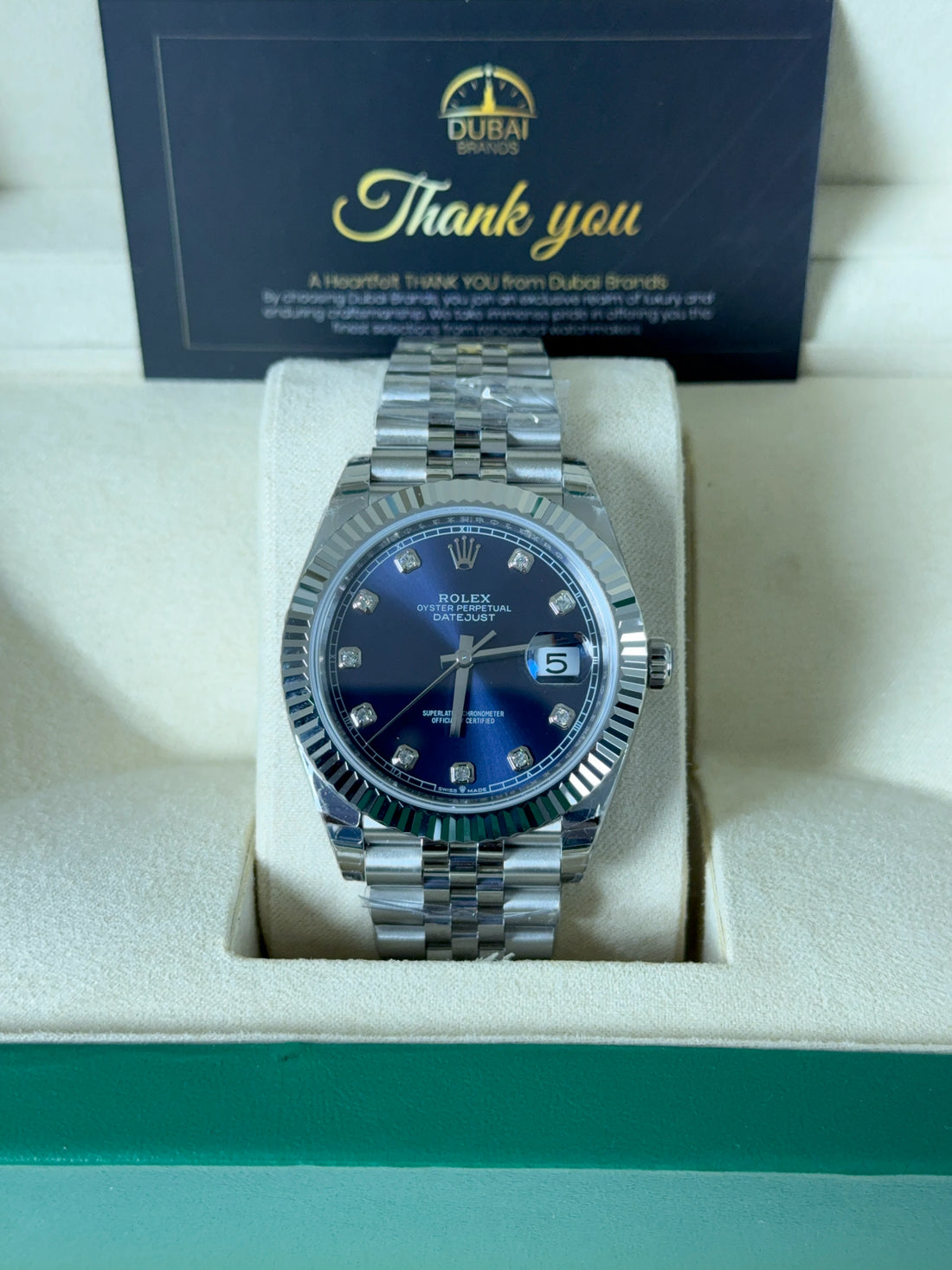 ساعة SUPER Clone DateJust ذات المينا الأزرق مع علامات من الماس