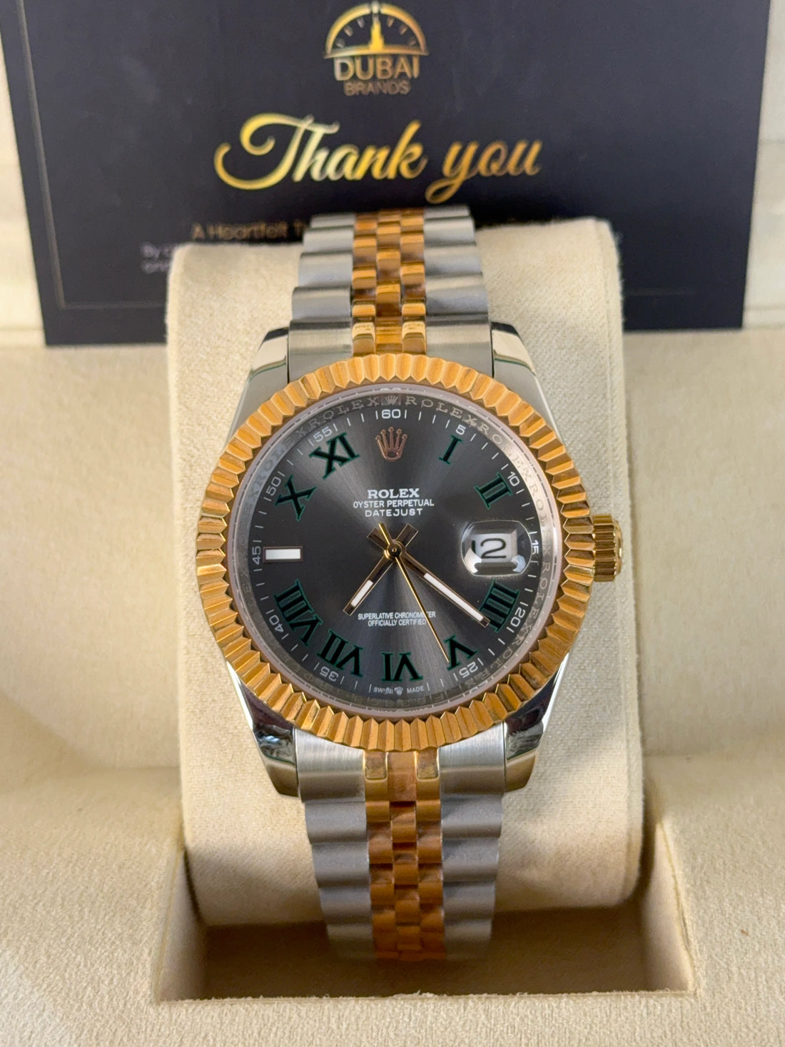 Rolex Datejust 41 Two Tone Wimbledon Dial Fluted Jubilee