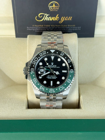 Rolex GMT-Master II Black Dial Green Black Bezel Stainless Steel Jubilee Bracelet