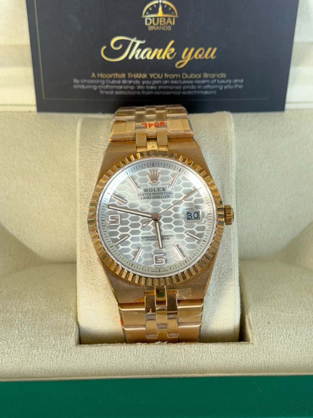 Rolex Land Dweller 41 Everose Gold White Dial Fluted Jubilee