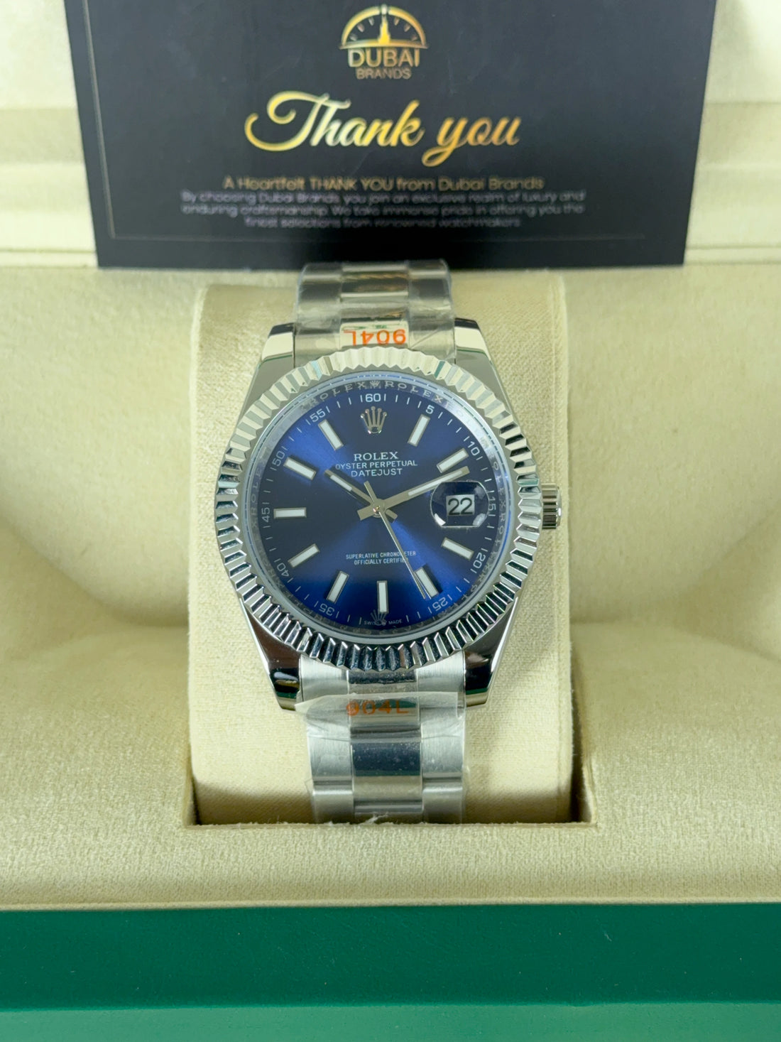 Rolex Datejust 41 Stainless Steel Blue Dial Baton Fluted Oyster