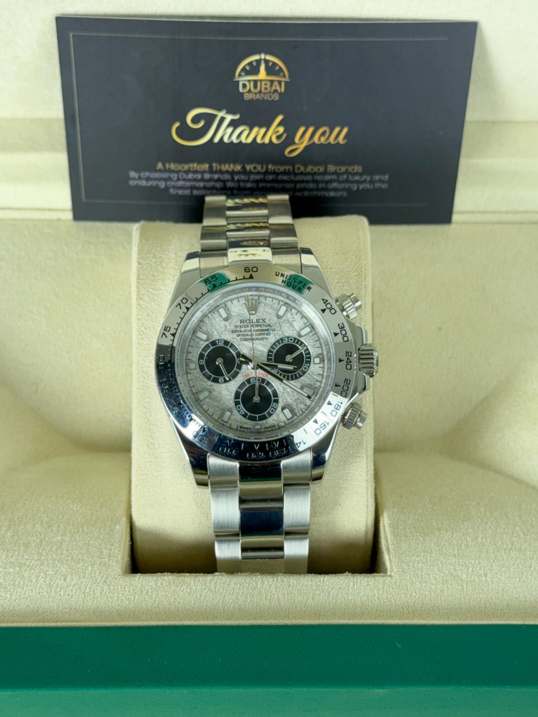 Rolex Daytona 40 Stainless Steel Meteorite Dial Black Subdials Smooth Oyster