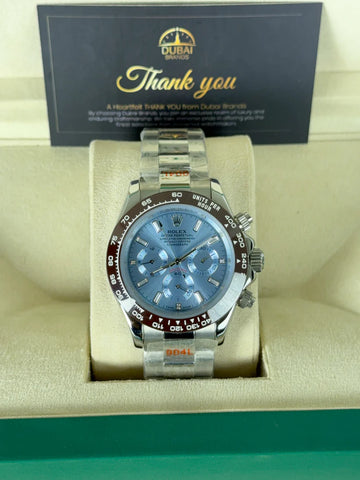 Rolex Daytona 40mm Ice Blue Dial Brown Ceramic Bezel Stainless Steel Oyster Bracelet