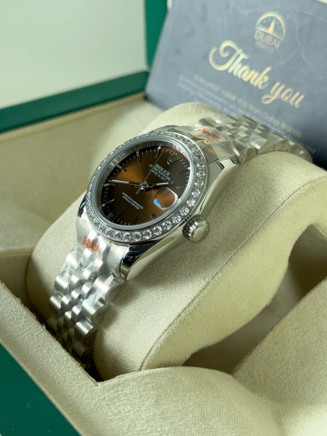 Rolex Lady Datejust 31 Chocolate Sunburst Diamond Bezel Stainless Steel Jubilee Automatic