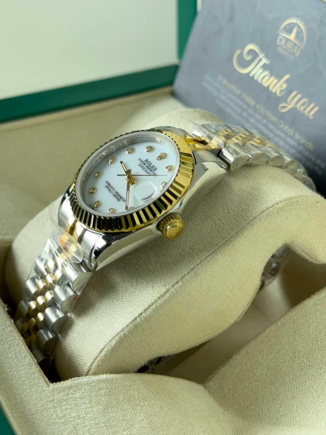 Rolex Datejust 31 Two Tone White Mother Of Pearl Dial Fluted Bezel Jubilee Bracelet