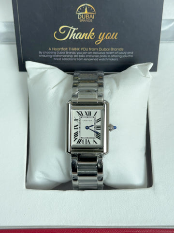 Cartier Tank Small White Dial Stainless Steel Bracelet