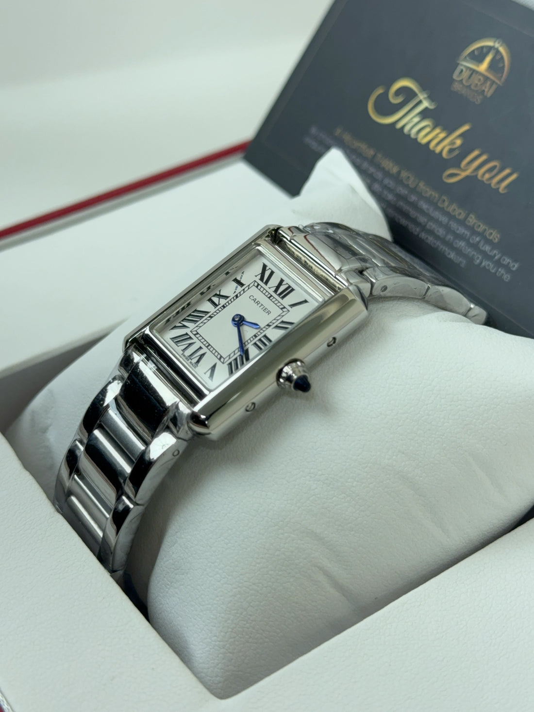 Cartier Tank Small White Dial Stainless Steel Bracelet