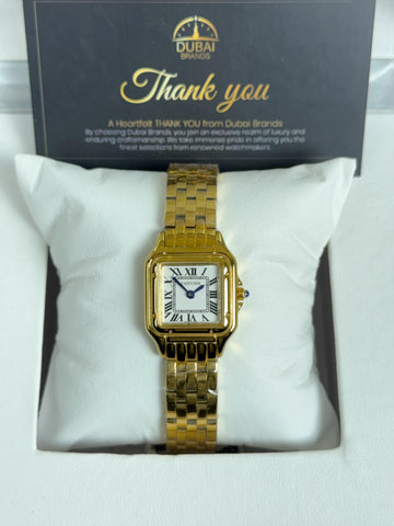 Cartier Panthère Small Yellow Gold White Dial Roman Numerals Bracelet
