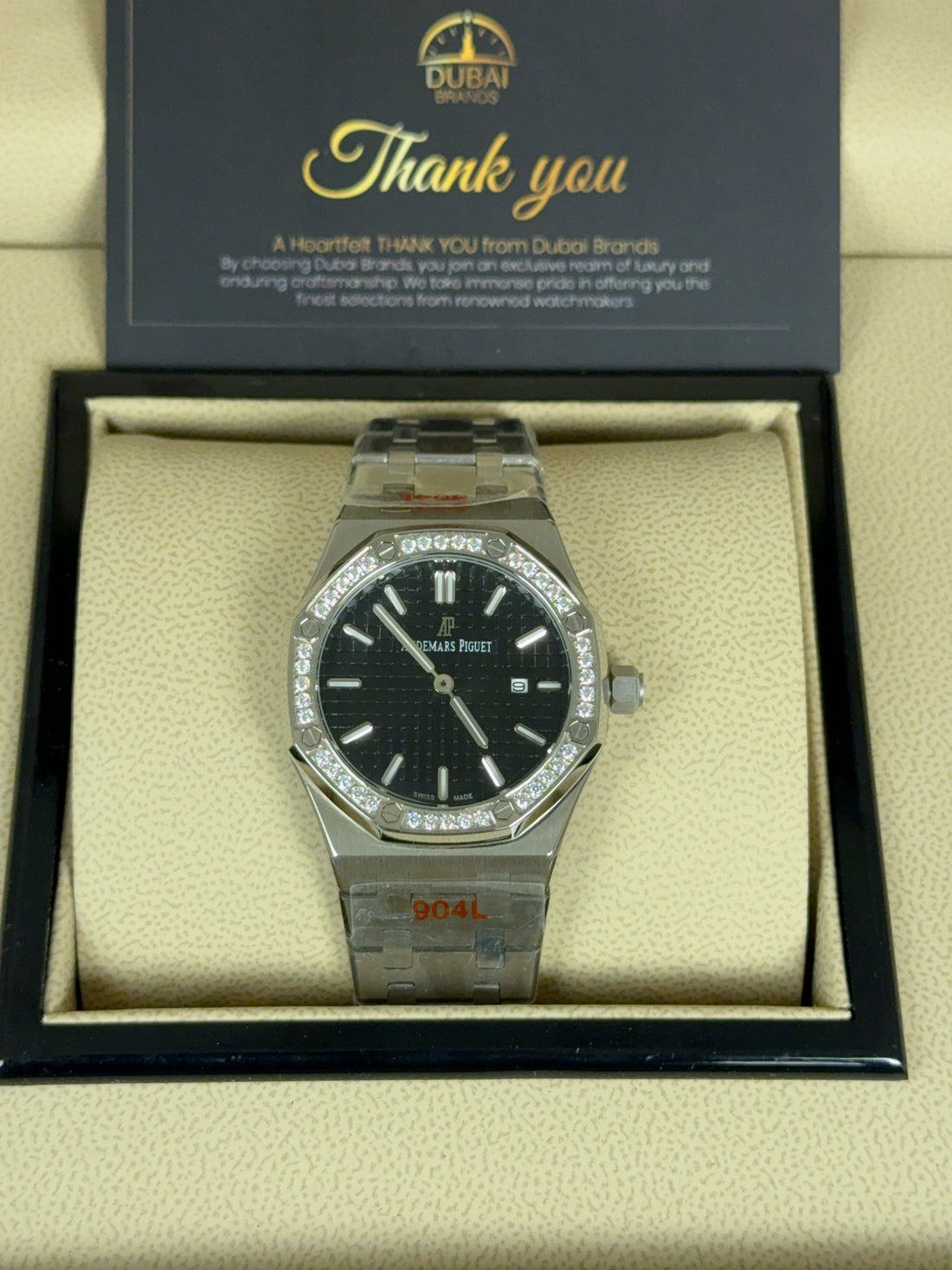 Audemars Piguet Royal Oak 37 Stainless Steel Black Dial Diamond Bezel Oyster Bracelet