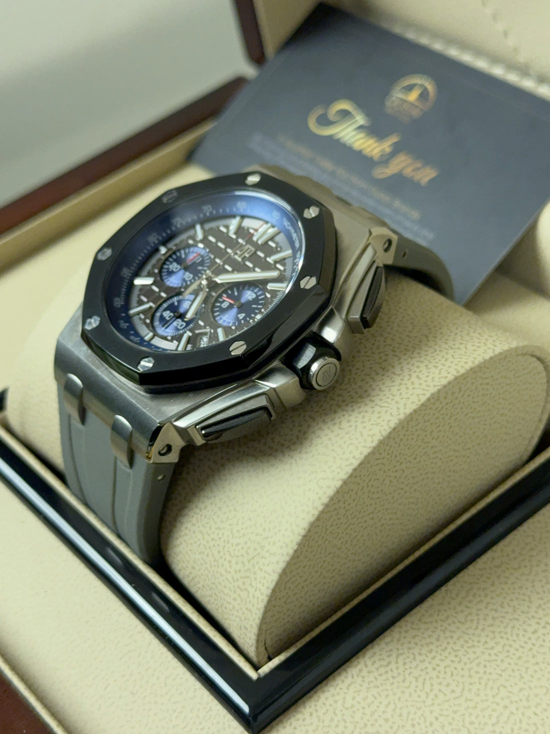Audemars Piguet Royal Oak Offshore Chronograph 44mm Grey Dial Blue Counters Rubber Strap