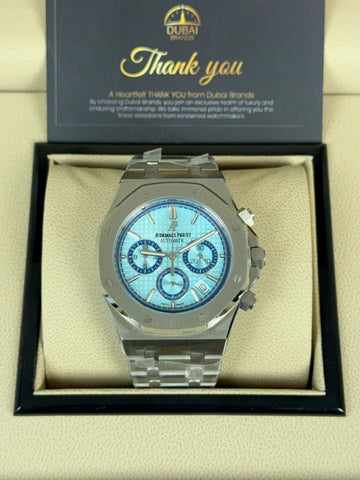 Audemars Piguet Royal Oak Chronograph 41 Stainless Steel Ice Blue Dial Blue Subdials Smooth Bezel Bracelet