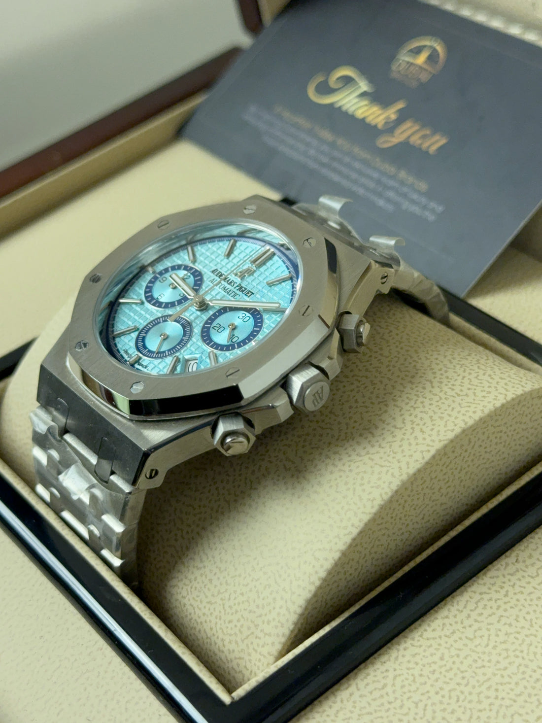 Audemars Piguet Royal Oak Chronograph 41 Stainless Steel Ice Blue Dial Blue Subdials Smooth Bezel Bracelet