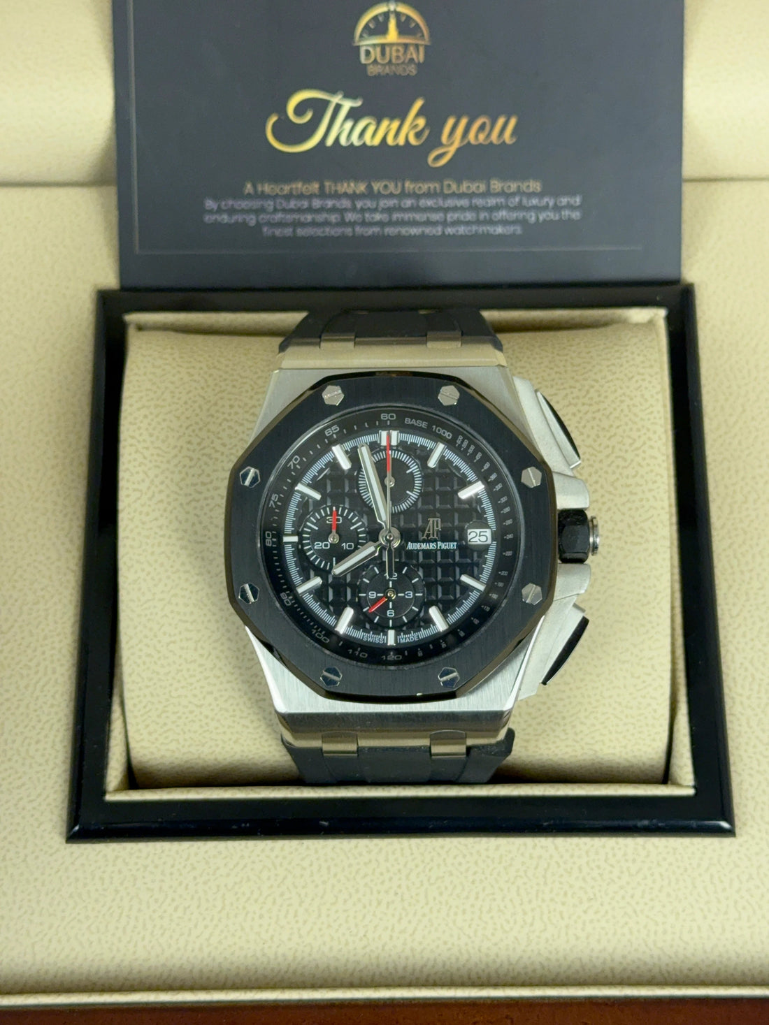 Audemars Piguet Royal Oak Offshore Chronograph 42 Stainless Steel Black Dial Black Subdials Ceramic Bezel Rubber Strap