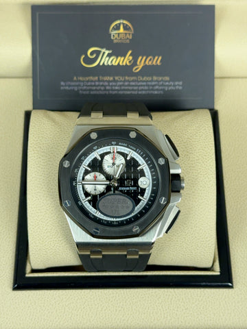 Audemars Piguet Royal Oak Offshore Chronograph 42 Black Dial White Subdials Ceramic Bezel Rubber Strap